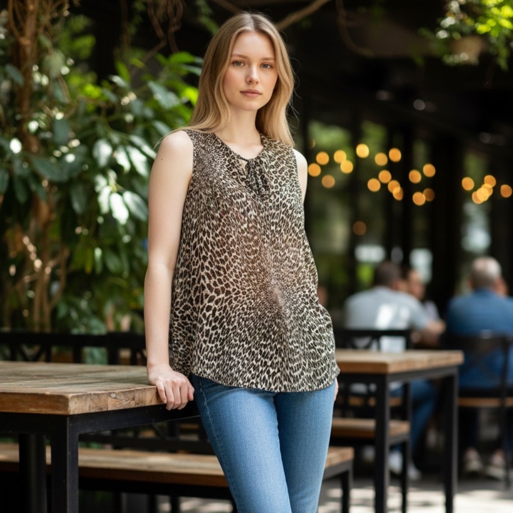 Liverpool animal print sleeveless top